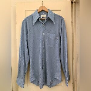 Vintage 1970s David Harrison blue checkered button down top.